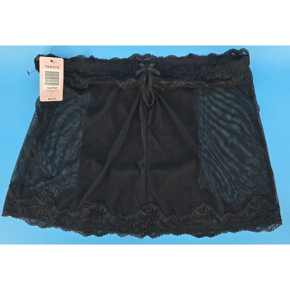 Torrid Black Satin Lace Half Slip Skirt Size 1 (14-16) Mesh 12.5